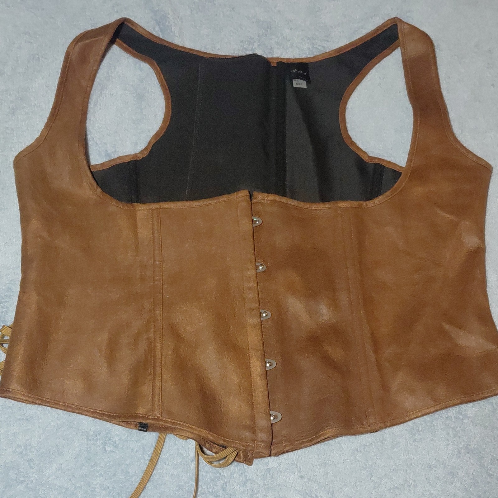 Alivila.Y Brown Corset Top 5XL Hook & Eye Front Lace-Up Back Solid