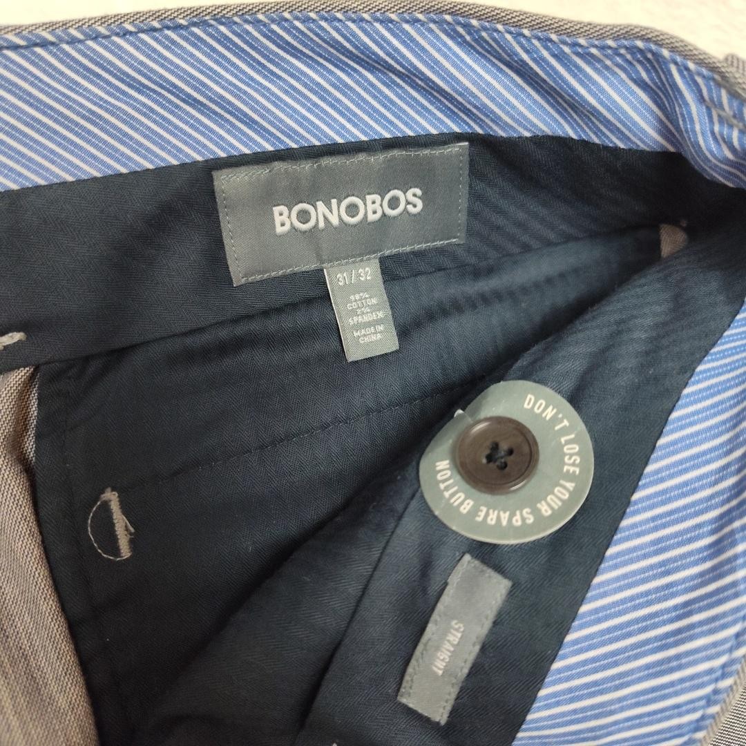 Bonobos Pants Mens 31×32 Gray Stretch Chino Flat Front Dress Casual Office