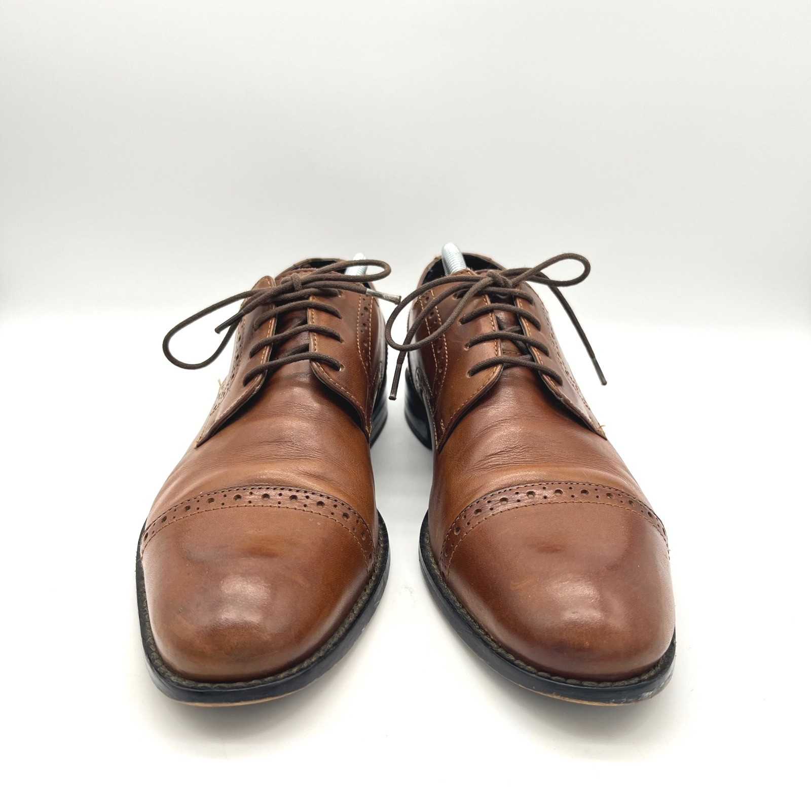 Stacy Adams Mens Brown Leather Cap Toe Oxford Dress Shoes Size 9.5 M 24858