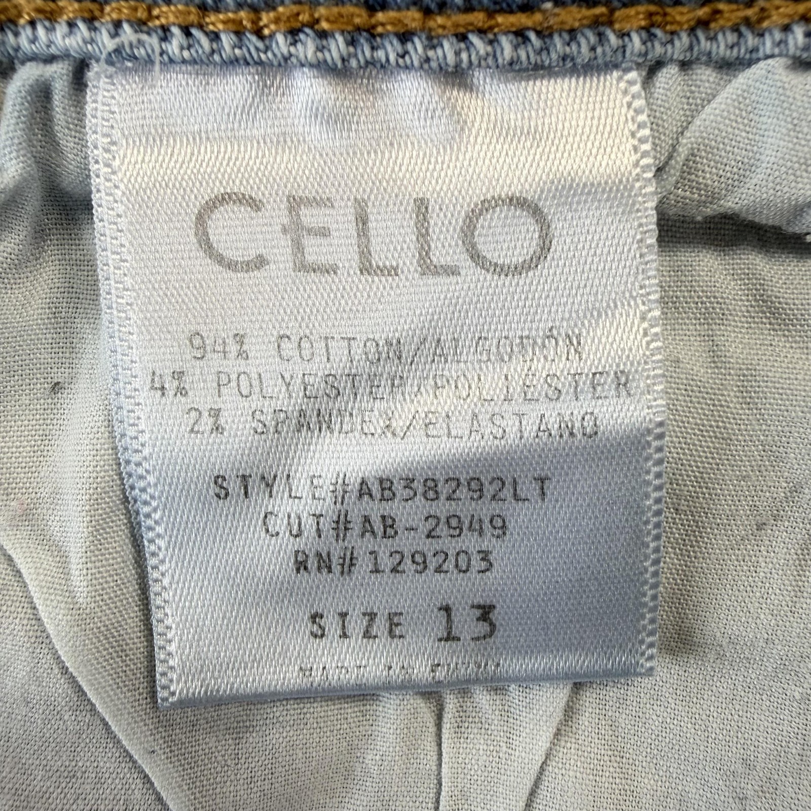 Cello Flare Jeans WomensM13 Light Wash High Rise Distressed Fringe Hem Stretch
