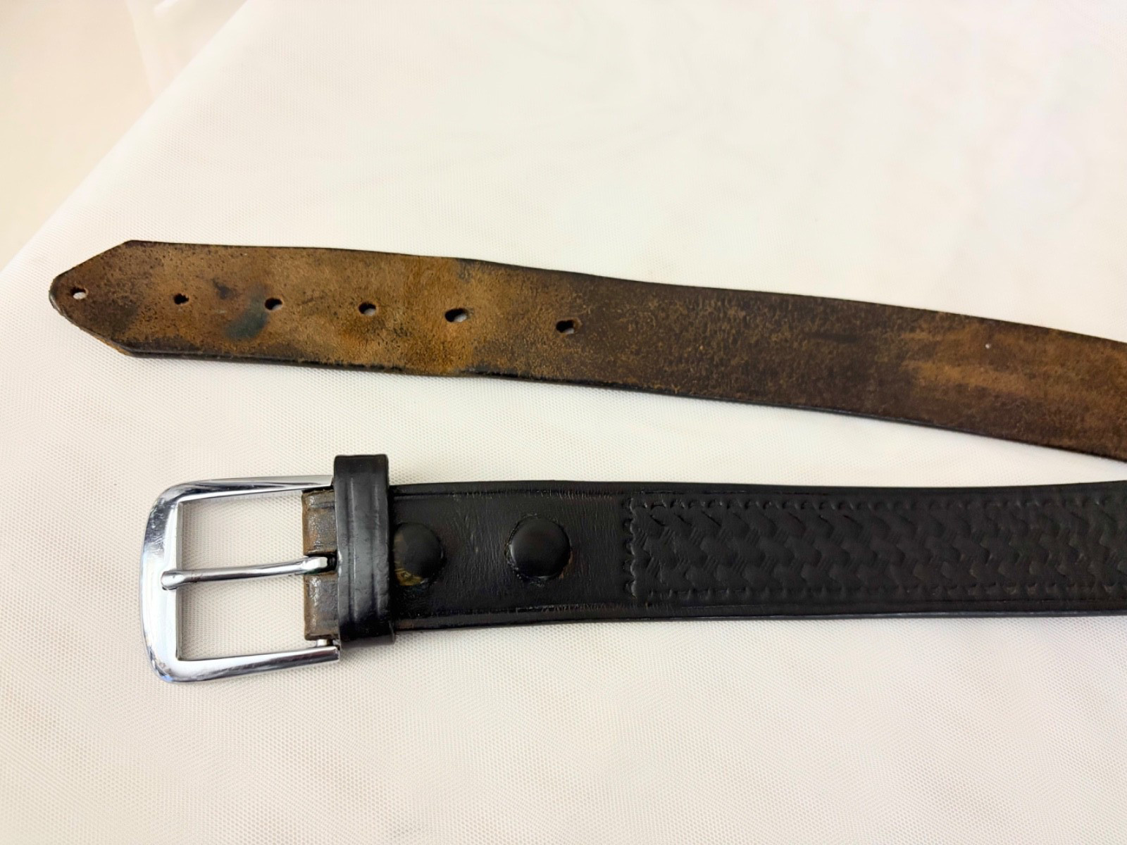 Dutyman Belt Woven Leather Black 1-3/8” Wide Fits to 37″