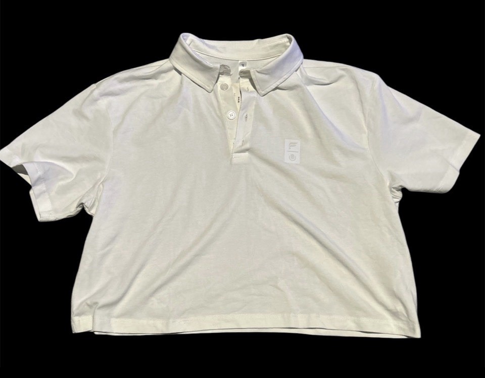 NWT Fabletics Cropped Boxy Tennis Polo Shirt White Size Small
