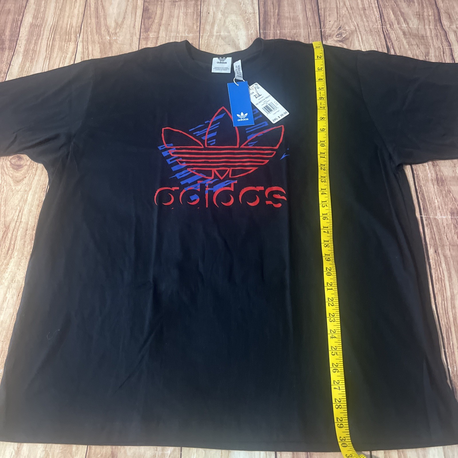 NWT Adidas Men’s 2XL Short Sleeve Crew Neck T-shirt Black OG Sketch Trefo $30