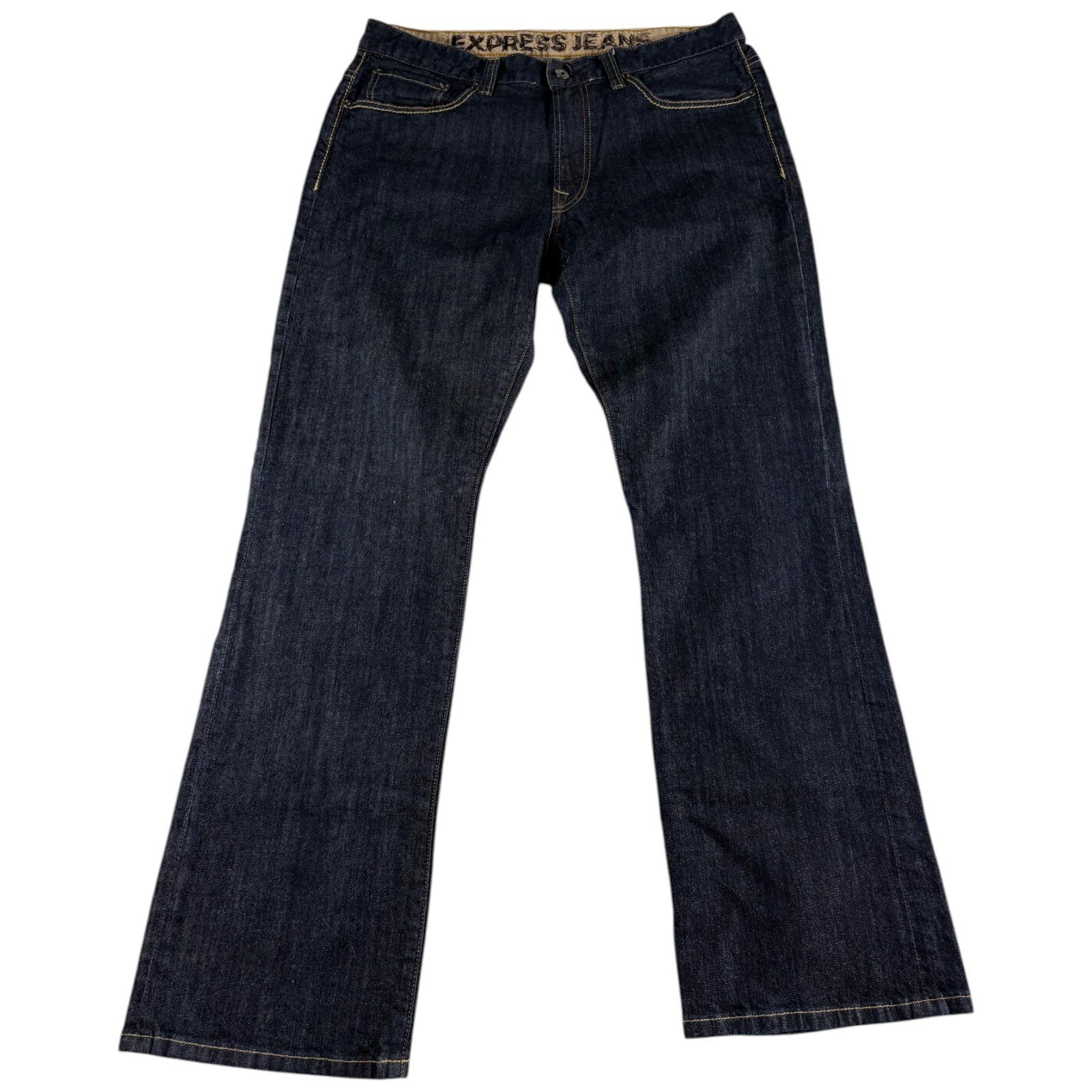 Express Blake Loose Fit Bootcut Jeans Mens 36×34 Blue Denim Stretch Low Rise