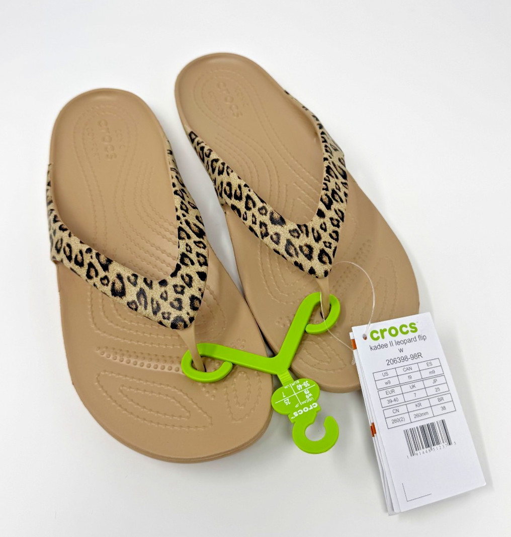 CROCS Kadee II LEOPARD Flip-Flop 202398-98R Women’s 8 – NEW + FAST SHIP