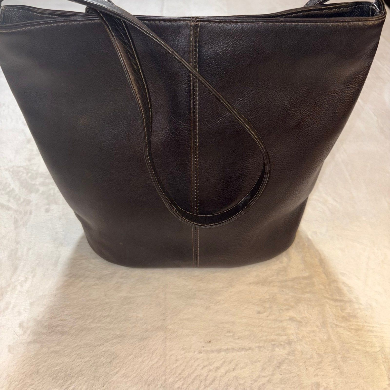 Le Donne Brown Leather Shoulder Bag Minimalist Tote Purse Classic