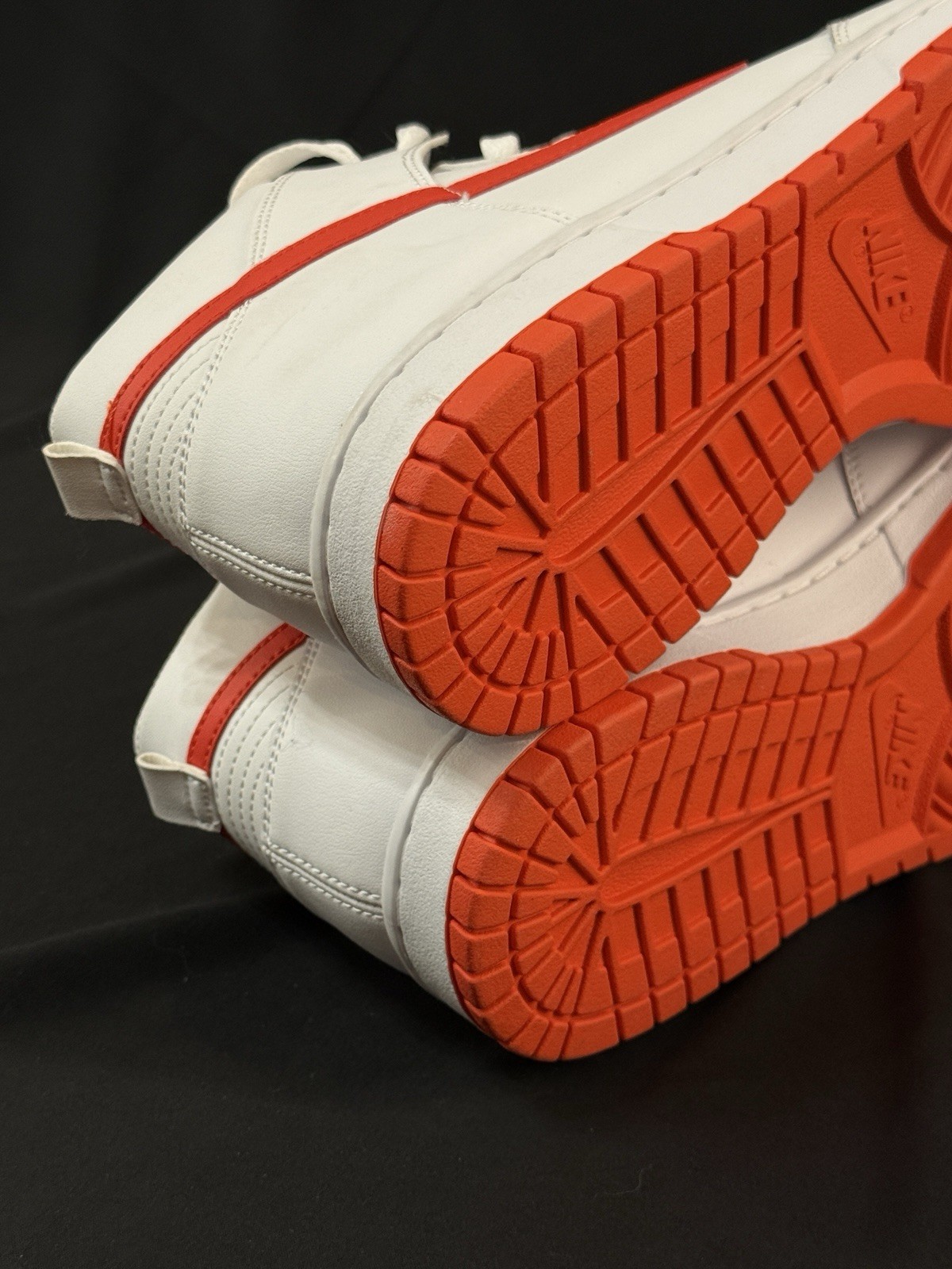 Nike Dunk High Men’s Leather High-Top Lace-Up Sneakers White/Red-Orange