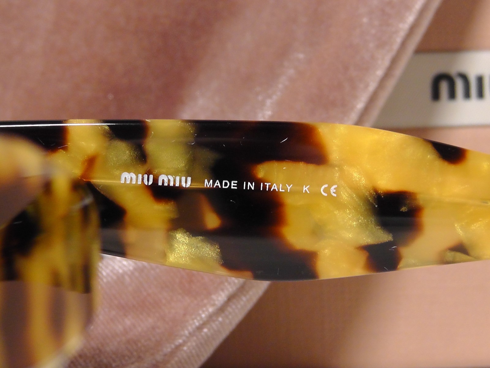 MIU MIU MU01RS67 Light Havana Glitter Frame Yellow Lens 67 17 140**ITALY***NIB**