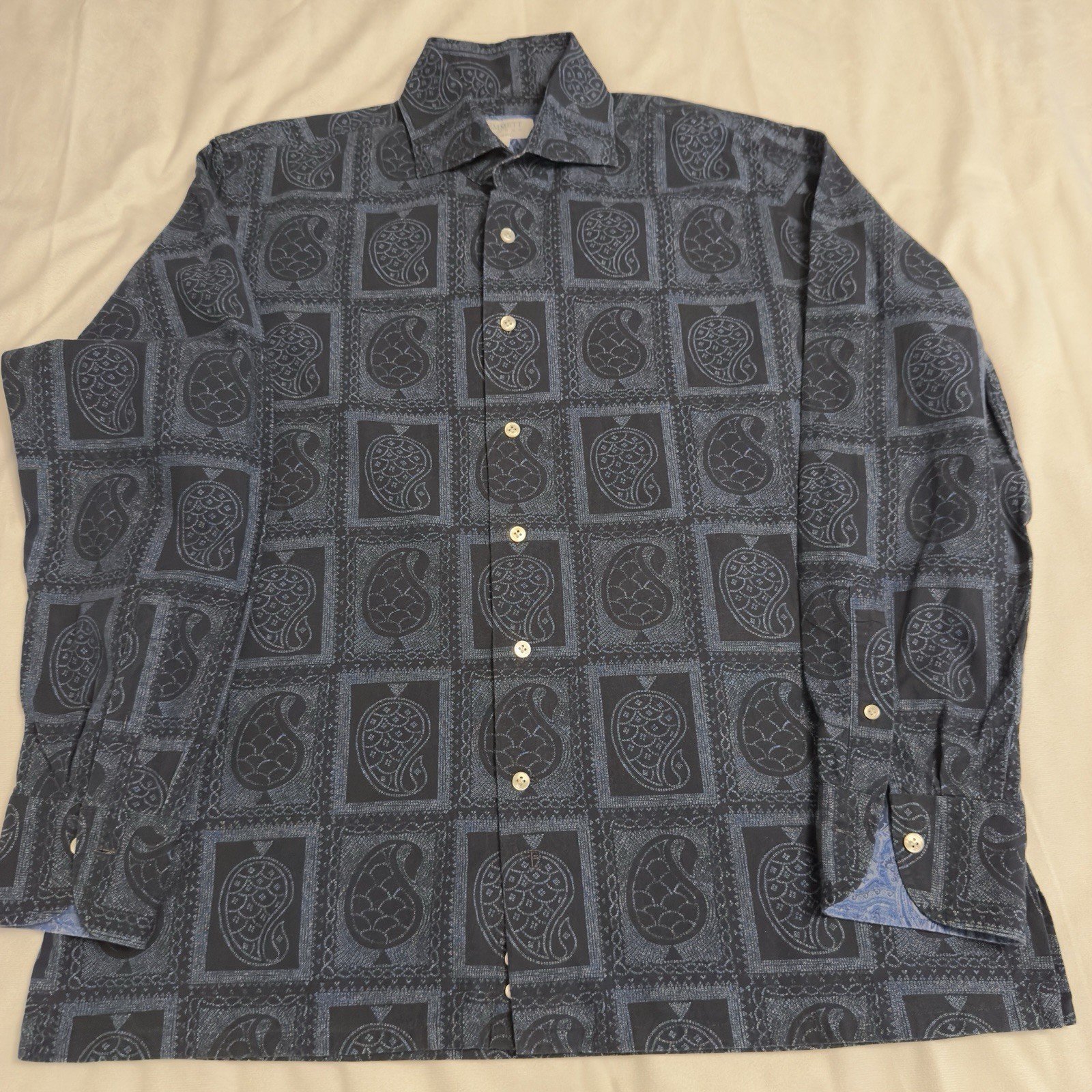 Emmett London Men’s Slim Fit Long Sleeve Shirt 100% Baumwolle Cotton Size Large