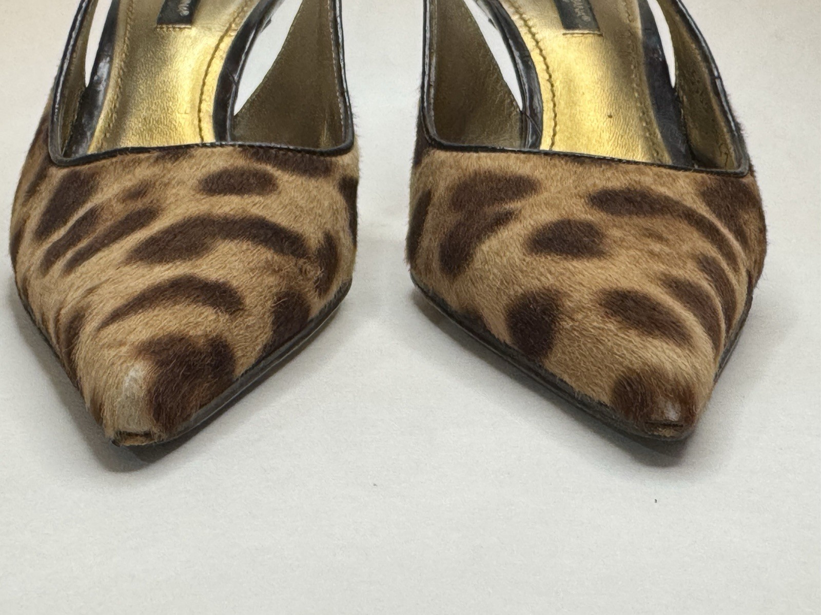 Dolce & Gabbana Women’s Brown/Black Leopard Print Slingback Heels 7 EU37