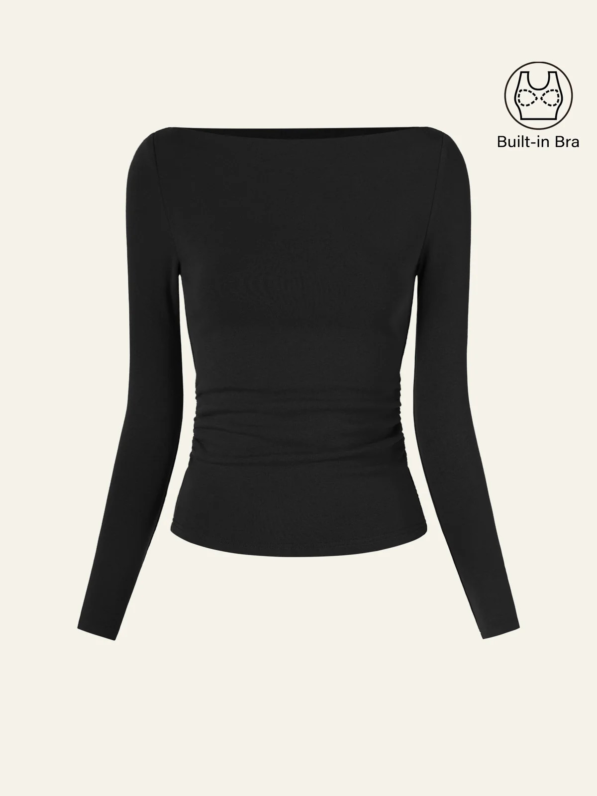 OGL Modern Side Ruched Boatneck Bra Top