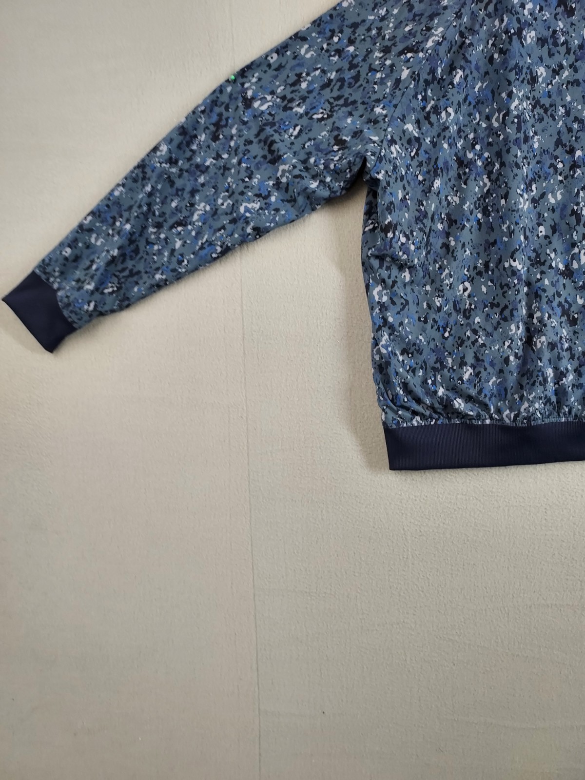 Athleta Women Bomber Jacket L Blue Cano Full Zip High Neck Pockets Outerwear