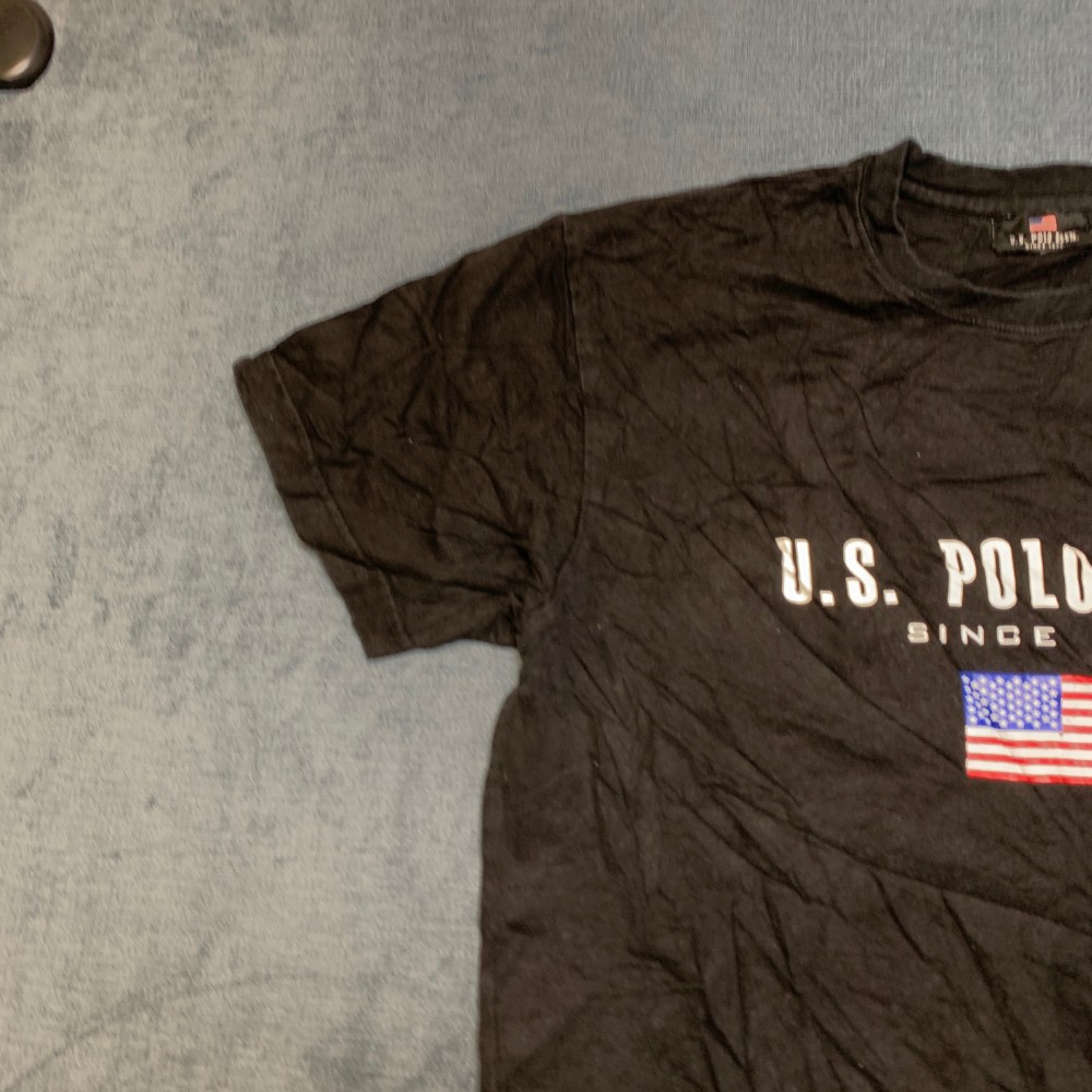 U.S. Polo Assn. T Shirt Mens Medium Black American Flag Graphic Short Sleeve