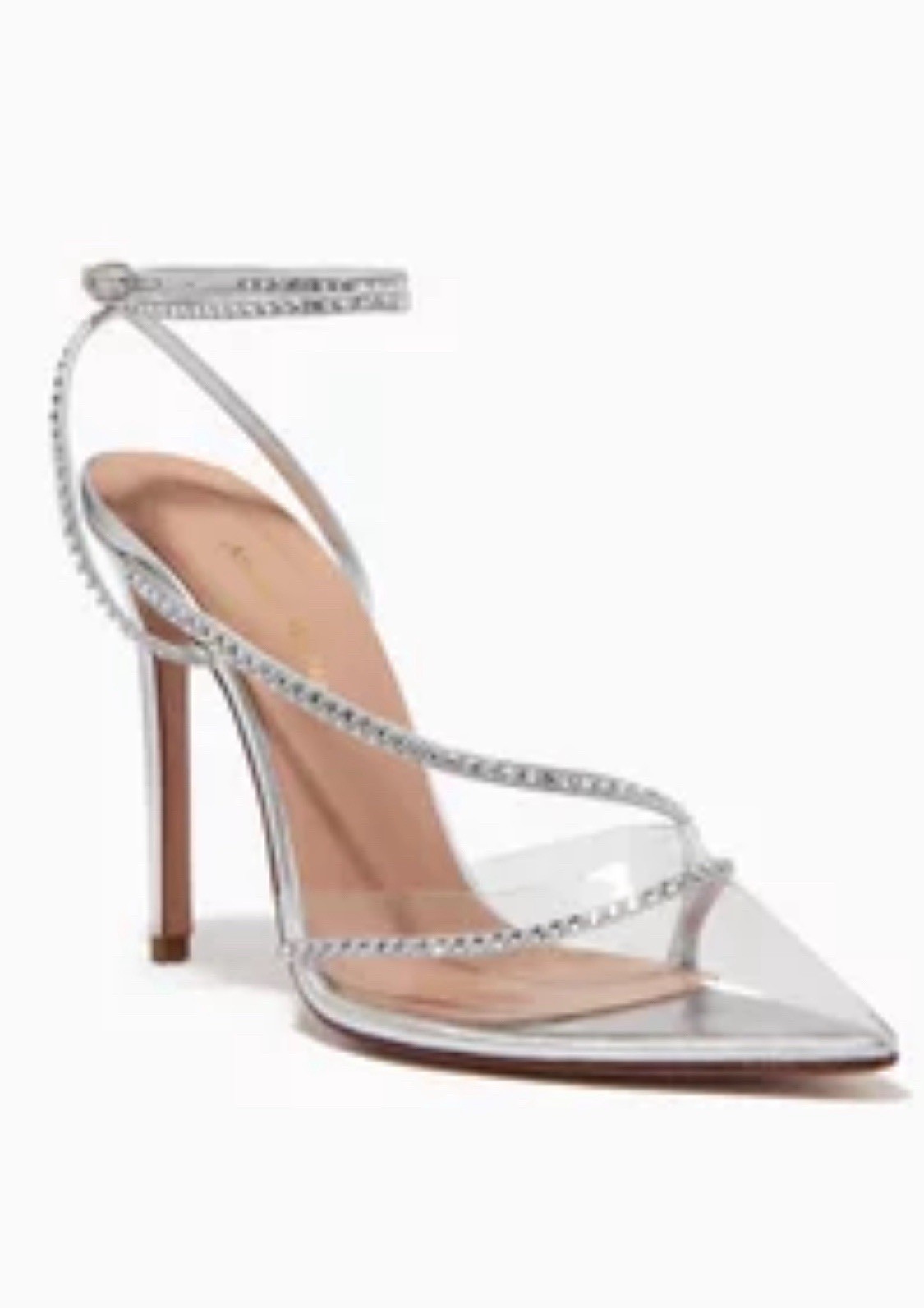 ANDREA WAZEN Silver Metallic Crystal DASSY SUNSET PVC Ankle WrapHeel EU39/8-8.5M