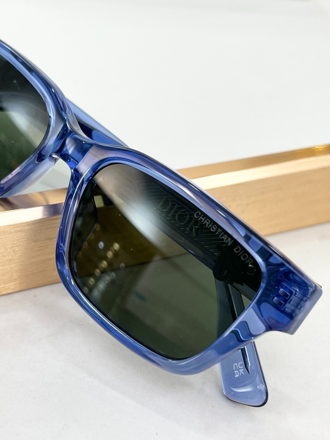Dior Luxury Designer Square Sunglasses Transparent Blue Frame CD Logo Eyewear