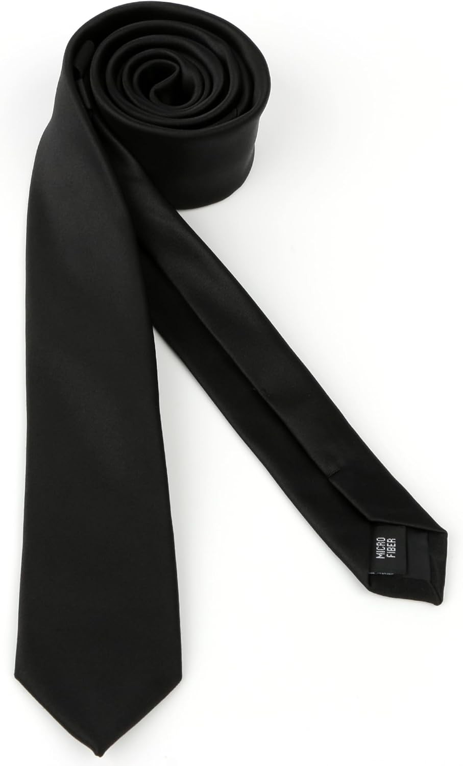Landisun Black Tie Men Women Solid Skinny Ties Slim Satin
