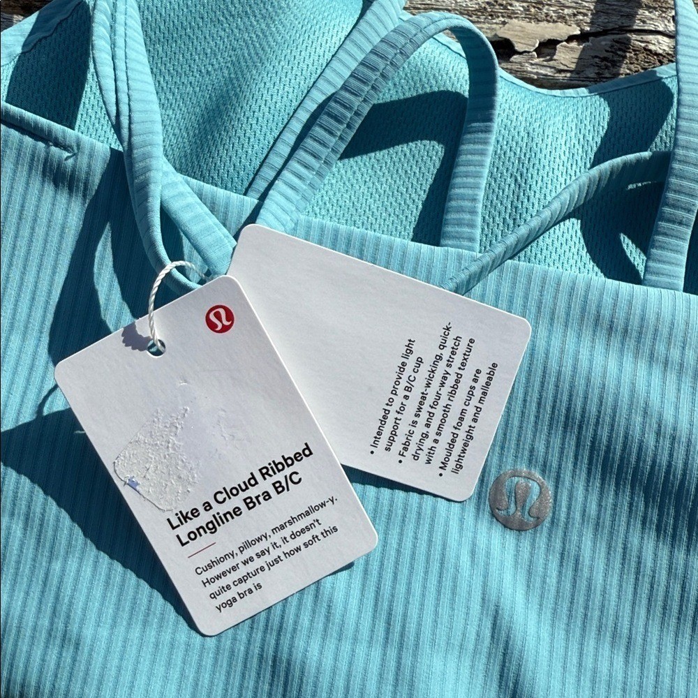 Lululemon Like a Cloud Ribbed Longline Bra B/C Cup washed Blue size 6 NWT