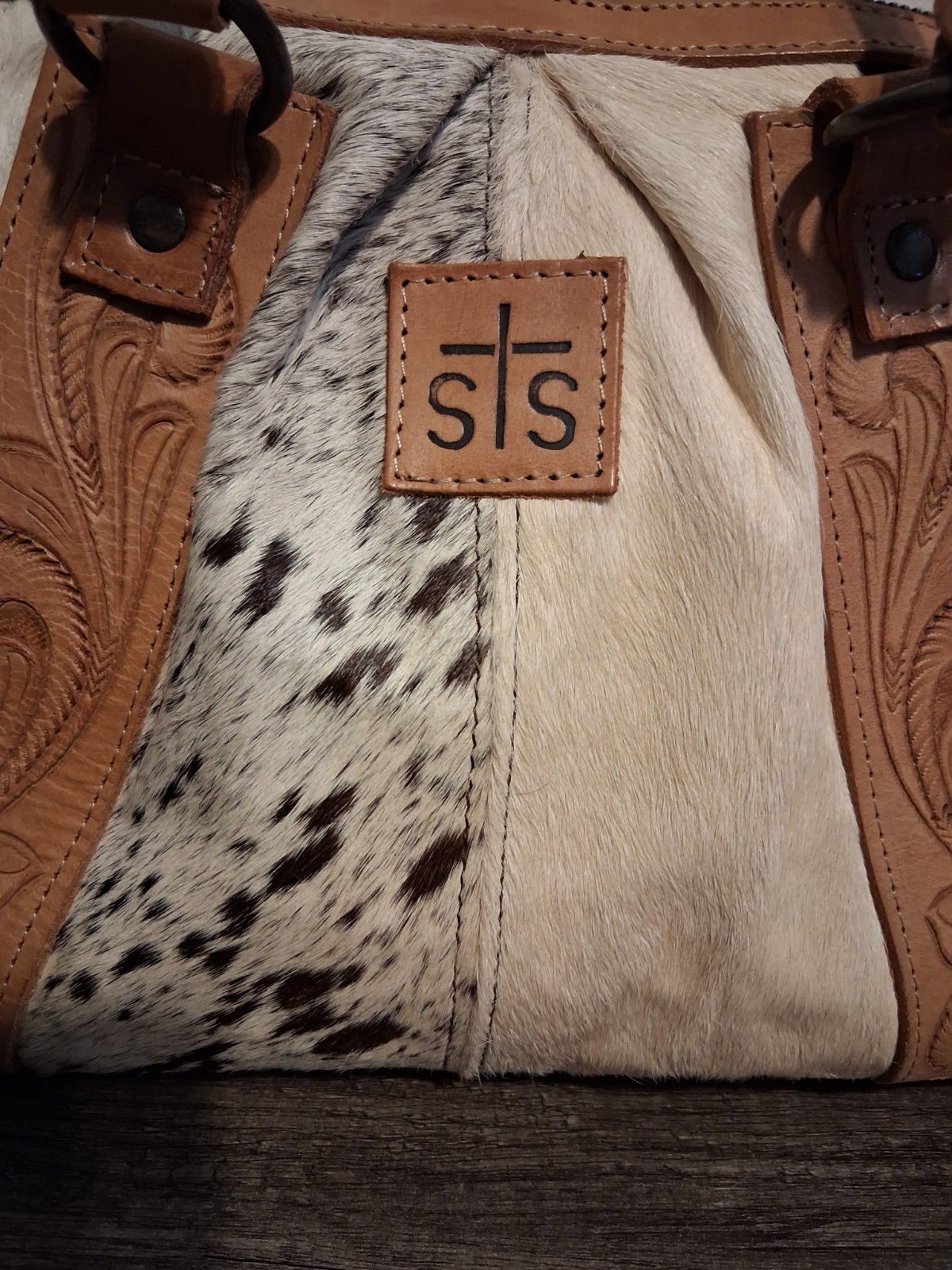 STS Ranchwear Sansa Satchel Cowhide and Tooled Leather *NO CROSSBODY STRAP*