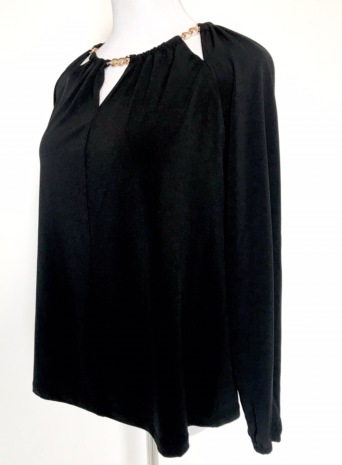 Carmen Marc Valvo Sz S Black Top Gold Metal Neck Chain Retail $58 Price $34 NWT
