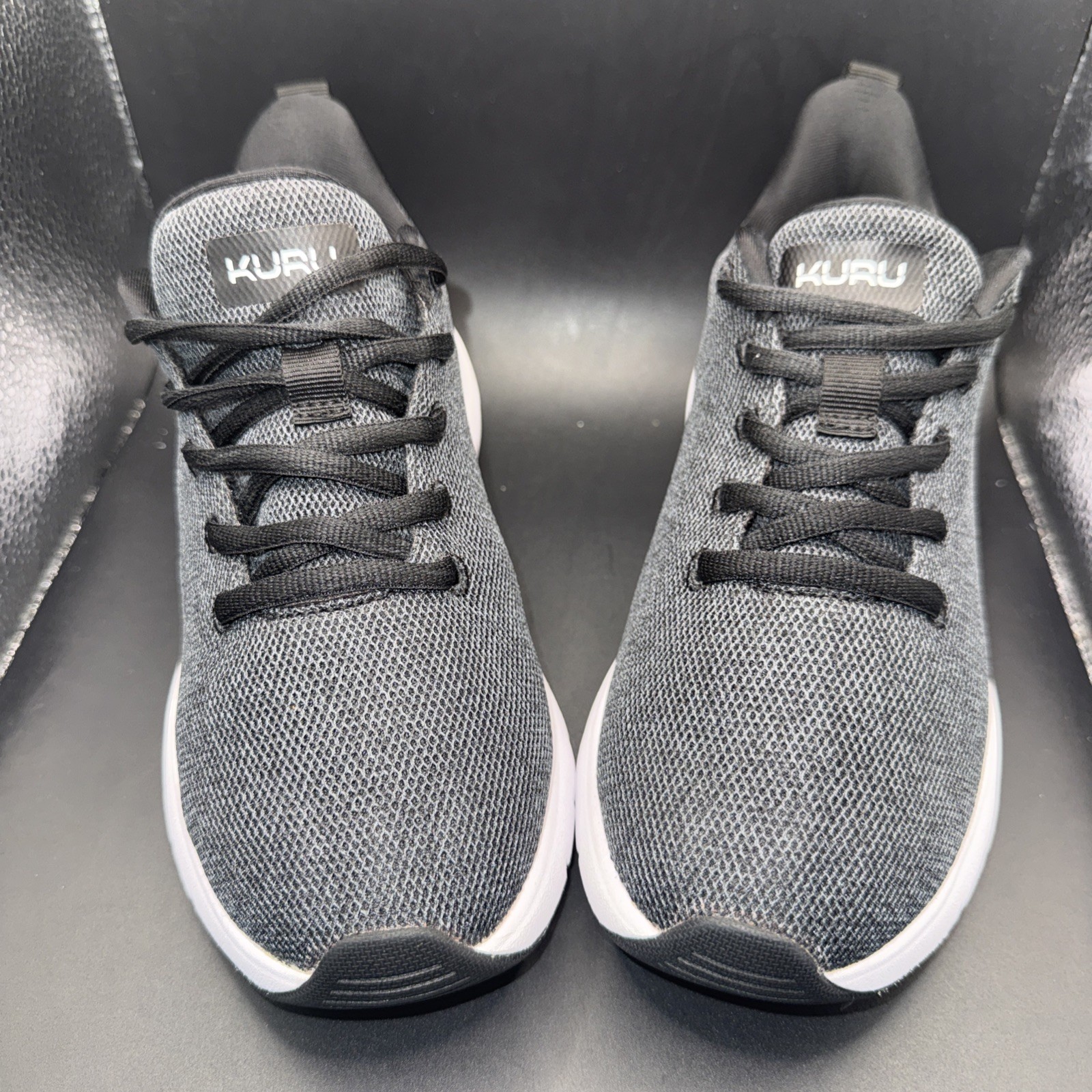Size 5 Wide – KURU Flex Vía Jet Black-Bright White Wmns, Clean, No Box, Great