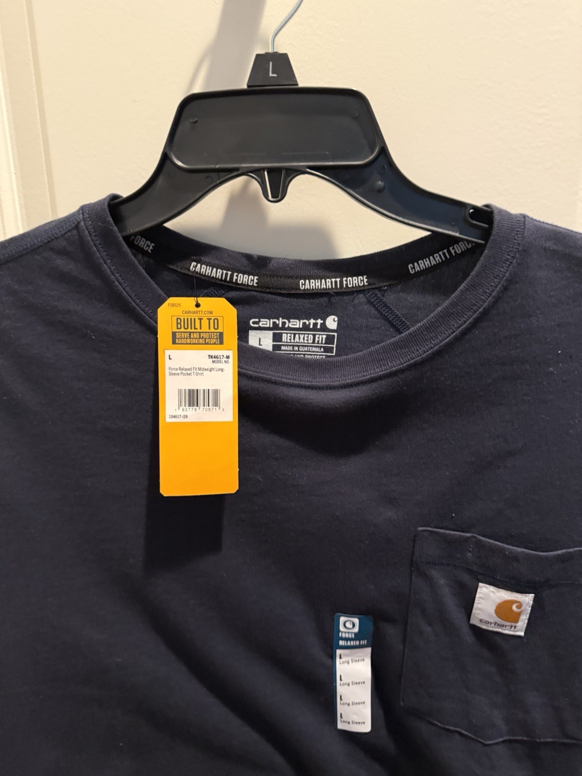 Carhartt Force Relaxed Fit Midweight Crew Neck Long Sleeve Pocket Tee L