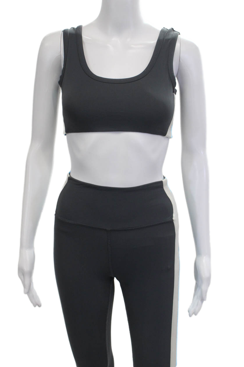 AYDA Women Ankle Leggings Black Striped 80% Nylon 20% Spandex Size XS