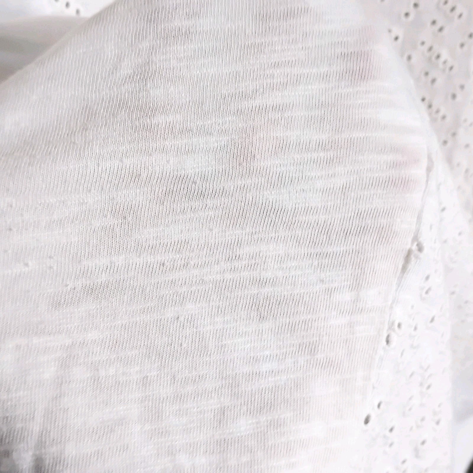 Bob Timberlake Women’s White Cotton Eyelet Top Size M V Neck Tassel Tie India