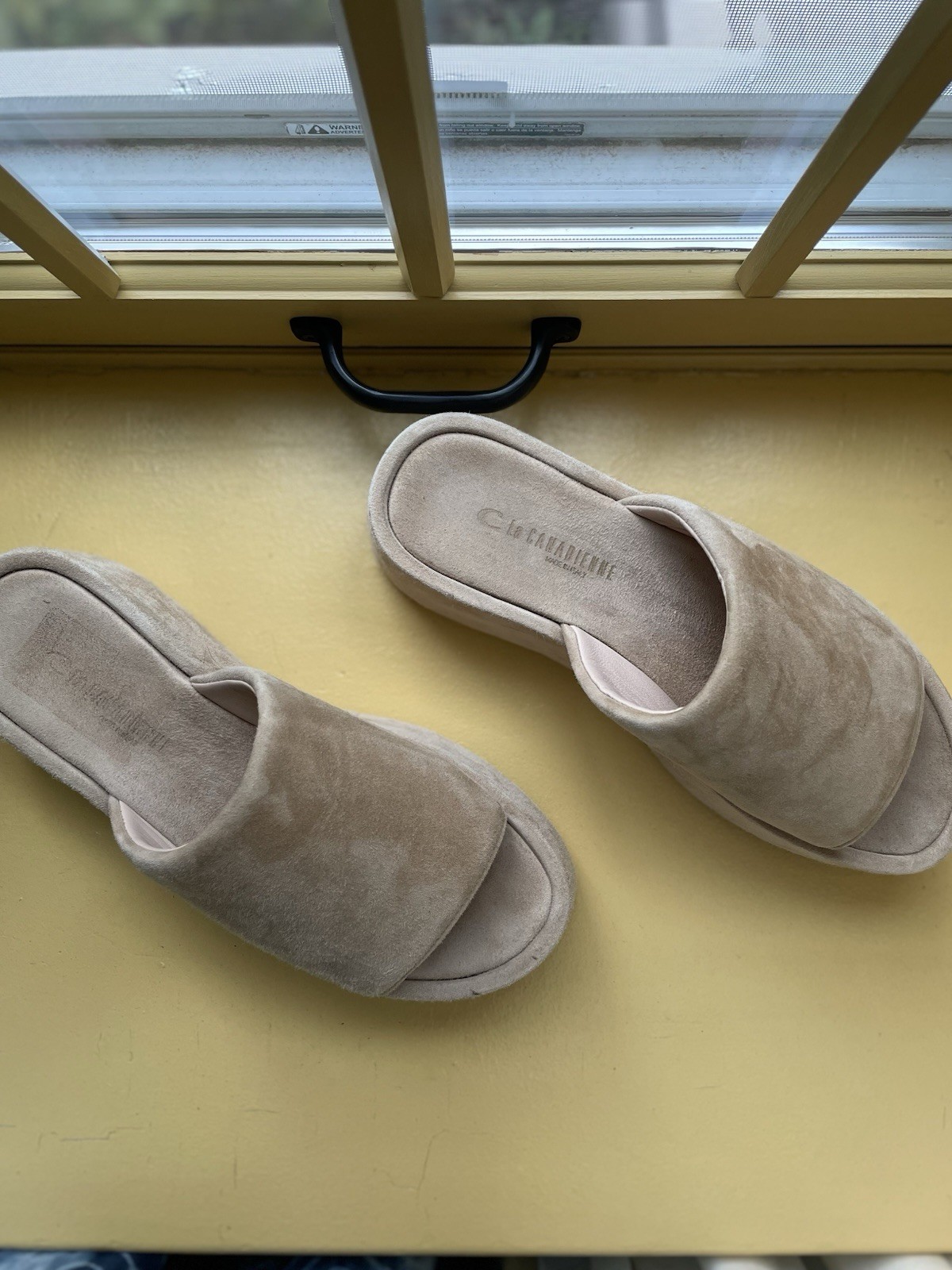 LA CANADIENNE Kyrie Platform Suede Sandals in Sand EU 37 / US 7 Made in Italy
