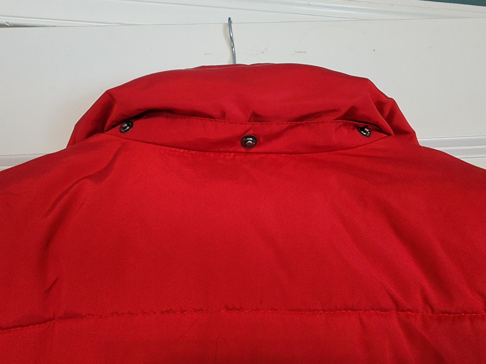 Tommy Hilfiger Red Puffer Jacket Women XS Pockets Snap & Zip Up