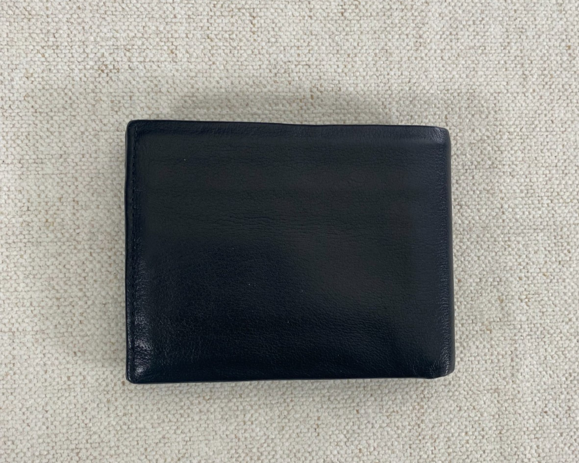 VELEZ Bifold Leather Wallet Mens Size 4.5×3.5″ Black Red Classic 8 Card Slots