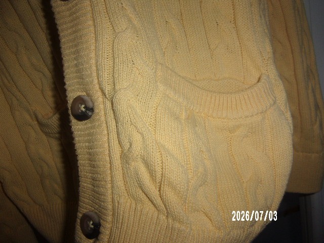 Unisex Cotton Traders Lemon Yellow Cable Cardigan Size Large (Ladies 18-20)