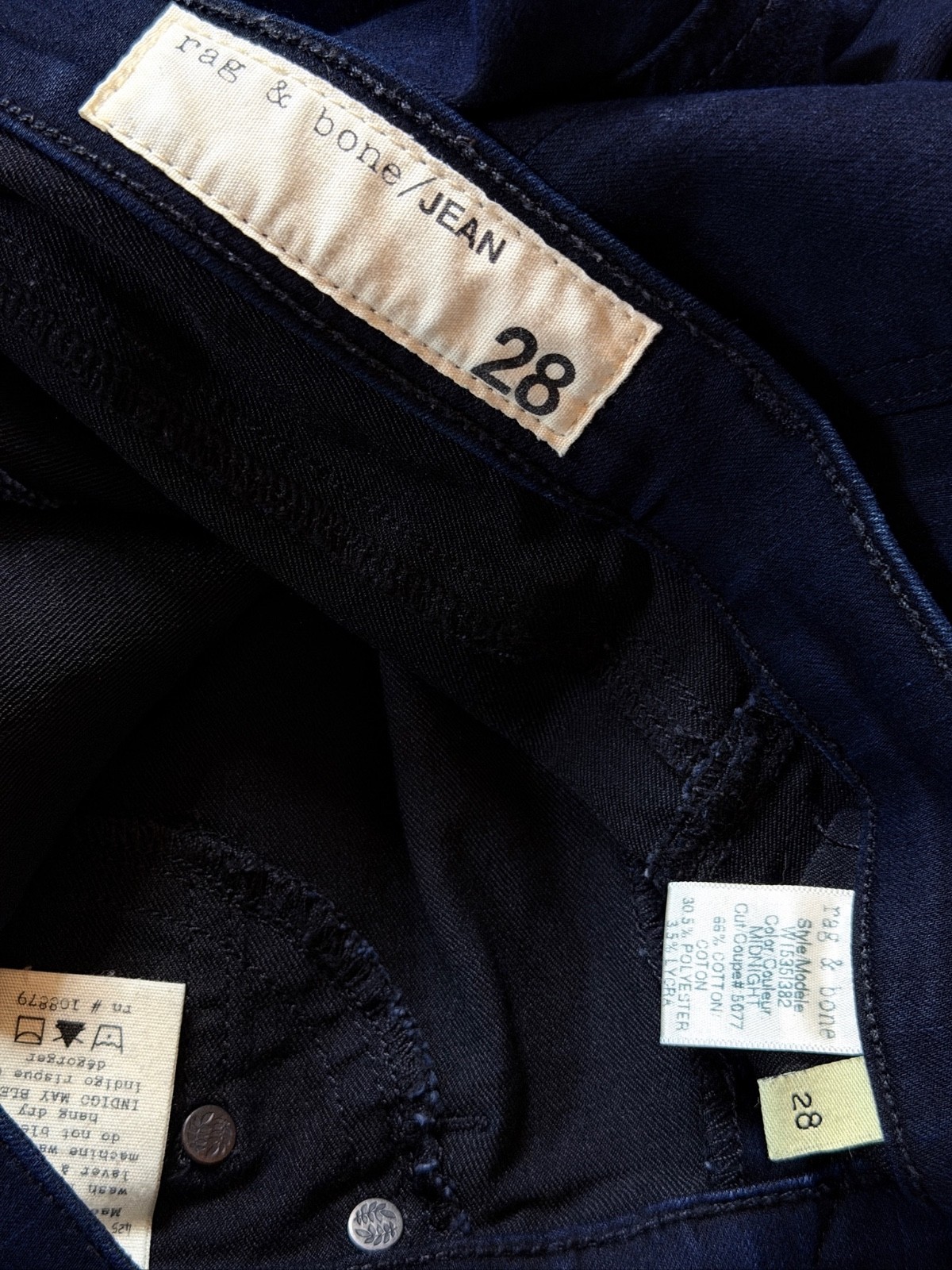 Rag & Bone Jeans 28 Womens Black Skinny Low Waisted Skinny Ankle Zip