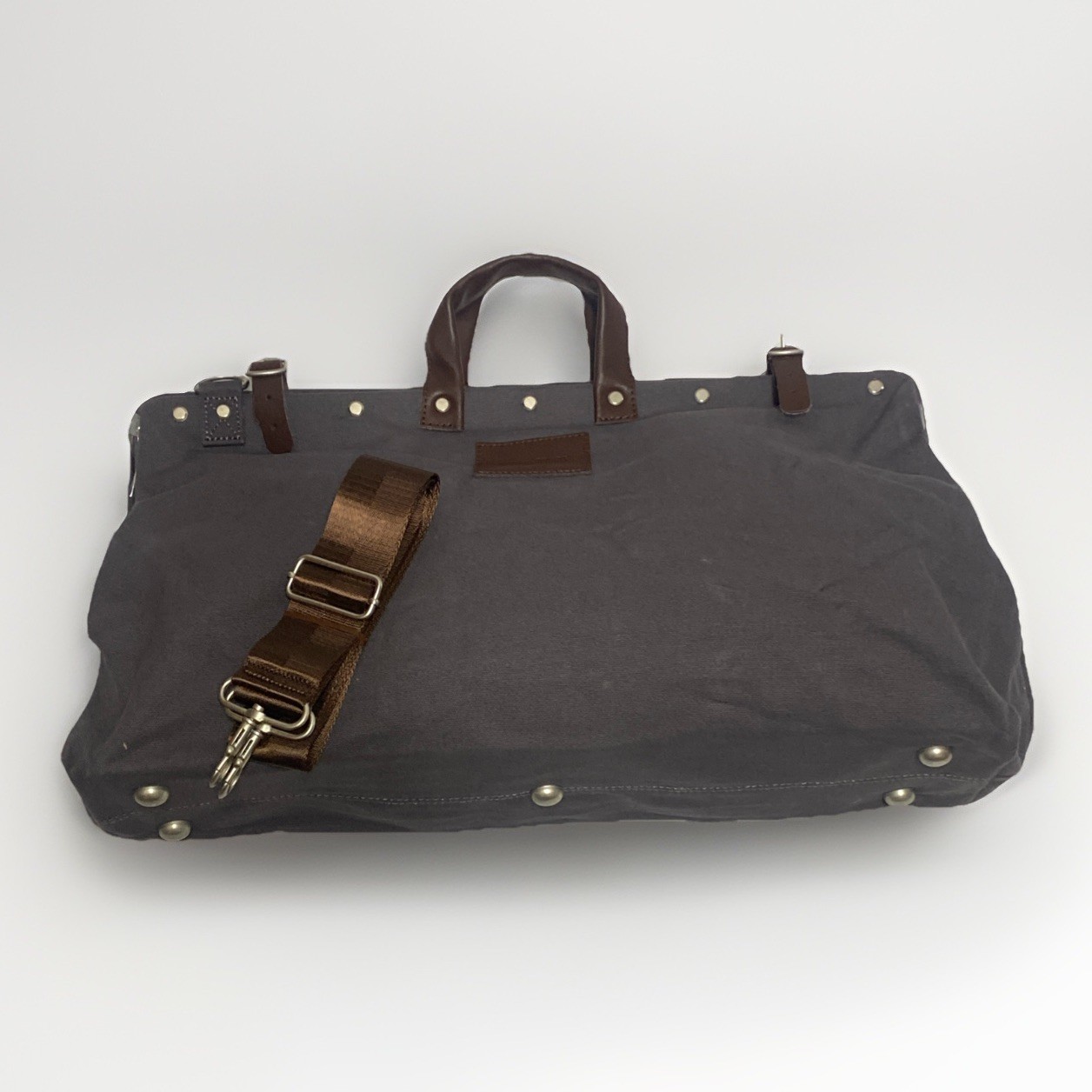 Line Of Trade Blue Weekender Bag 0312 Canvas Duffle Leather Trim Travel Tote 22”