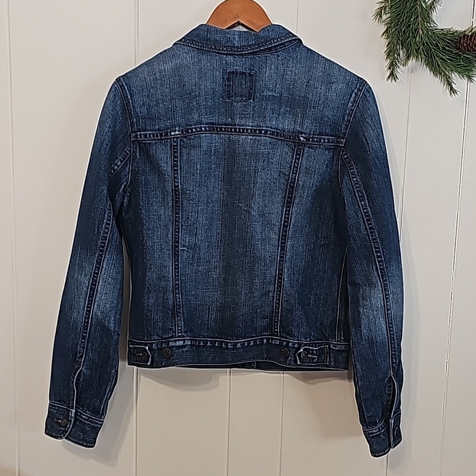 Old Navy Dark Denim Trucker Jacket Womens L Tall Oversized Utility Versatile EUC