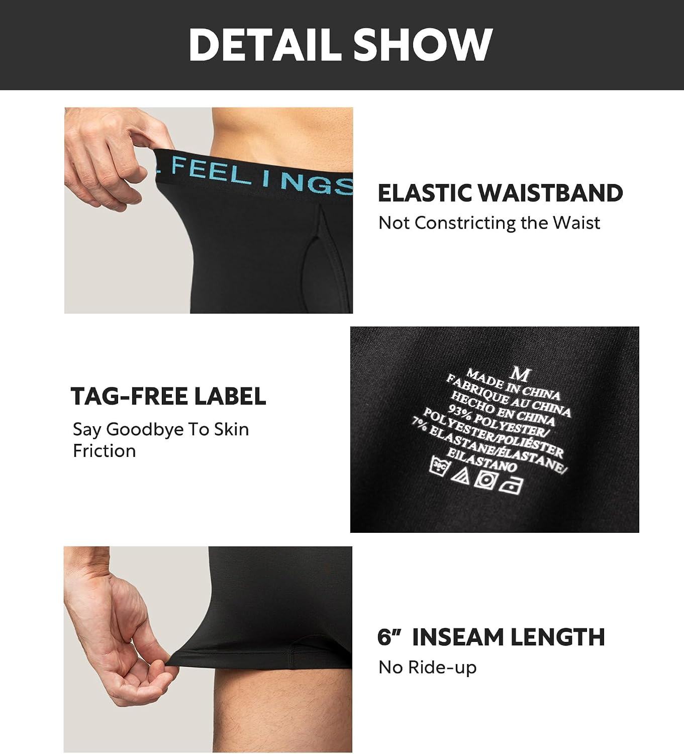 Mens Underwear Athletic Boxer Briefs Men Pack | Fly Front, Quick Dry, Tag Free,