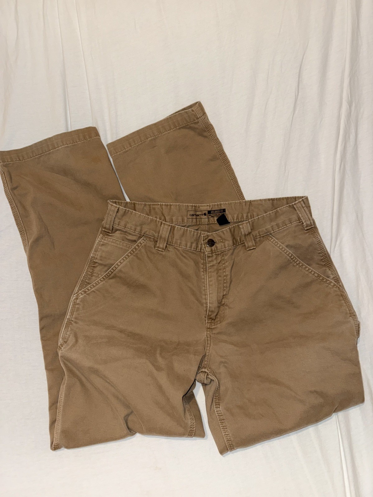 Carhartt Relaxed Fit Carpenter Pants Men’s 33×32 Khaki Canvas Work Pants