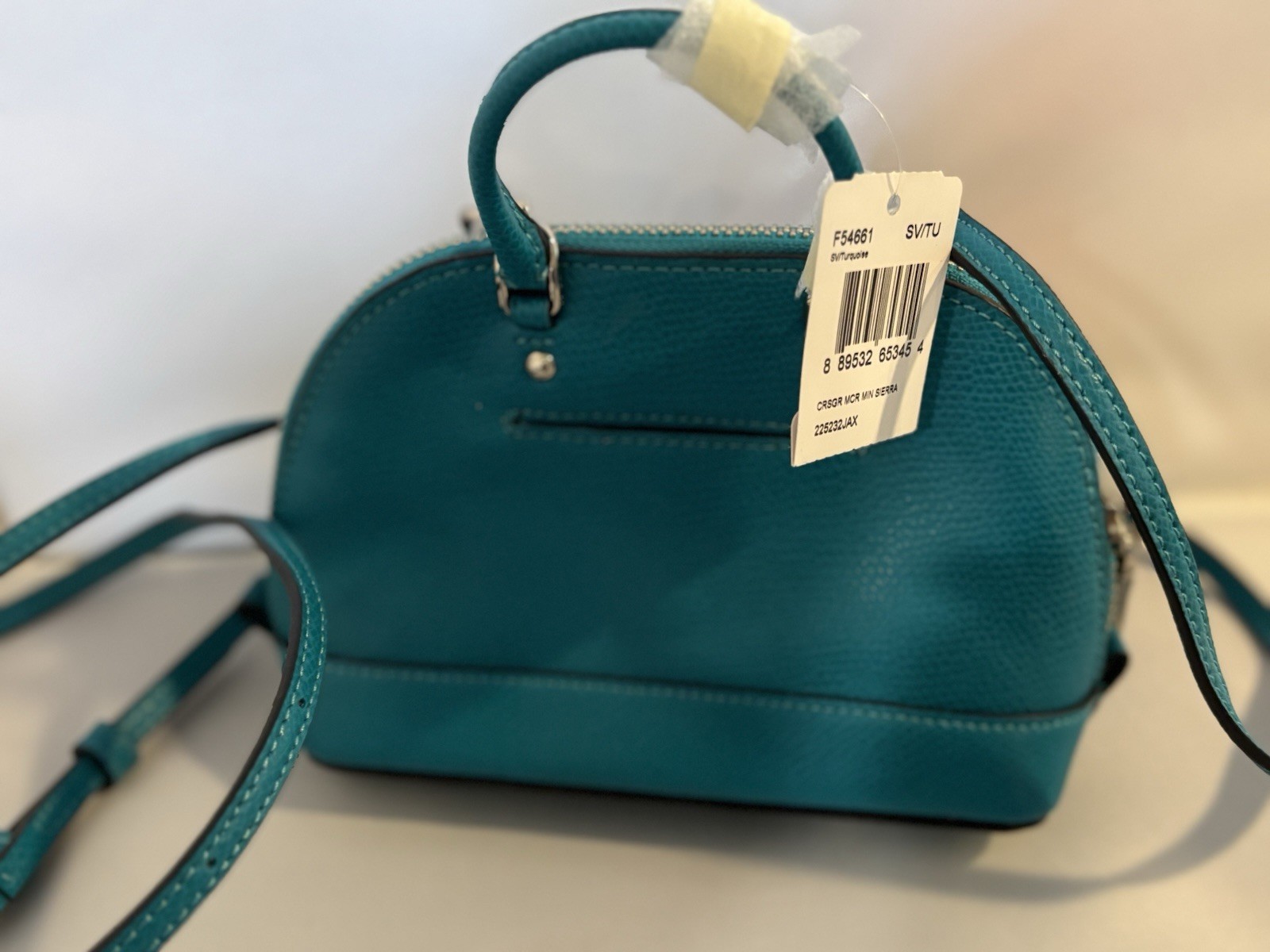 NWT Coach Mini Serena Crossbody Bag 97561 Aqua Crossgrain Leather