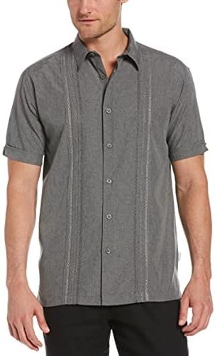 Cubavera Men’s Embroidered Chambray Short Sleeve Casual Shirt Classic Fit Wit…