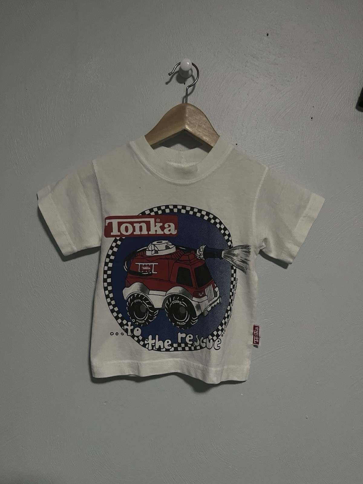 1997 *rare* Vintage Kids 3T Tonka To The Rescue Cartoon Shirt (13” X 15”)