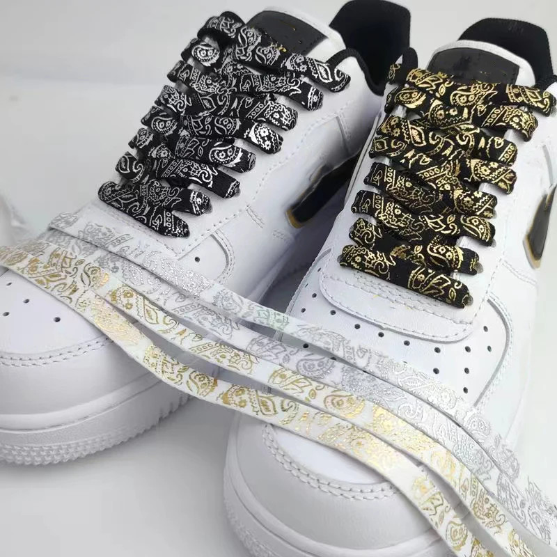 New Gilding Flat Flower Shoelaces for Sneakers Hand-painted Sports Casual Basket