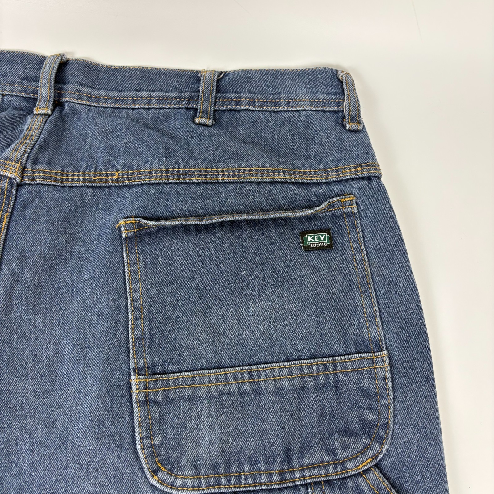 Vintage Key 2000’S Y2K Relaxed Fit Dark Wash Denim Carpenter Jeans W40 x L32
