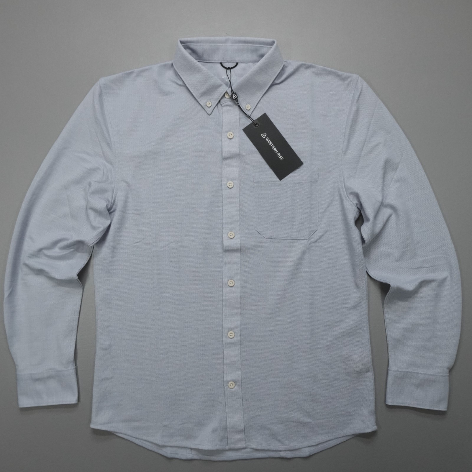 Western Rise SLIM FIT Limitless Merino Wool Button Down Shirt Wicking Light Blue