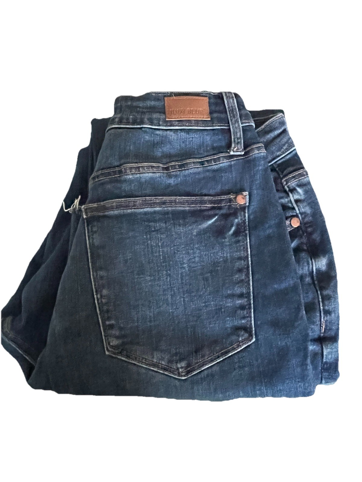Judy Blue Jeans Womens Control Top Flare Bootcut Size 14W Frey Hem Denim Jeans