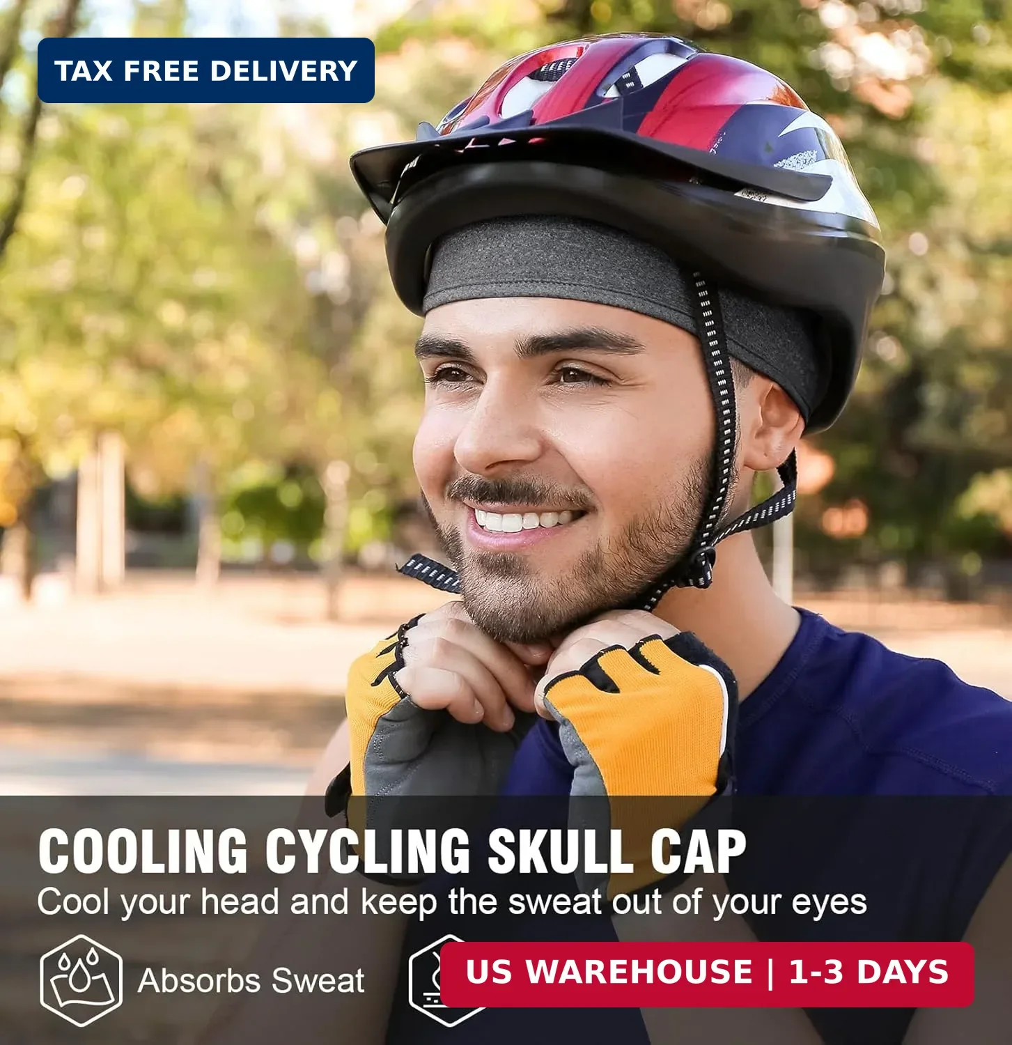 MELASA 3 Pack Cooling Skull Cap, Sweat Motorcycle Helmet Liner Head Cover, Mesh