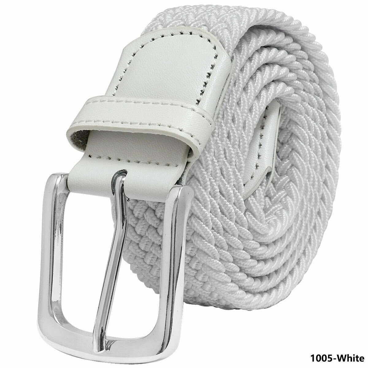 Elastic Braided Belt Stretch Woven Fabric Canvas Belts for Men Women Unisex Kids