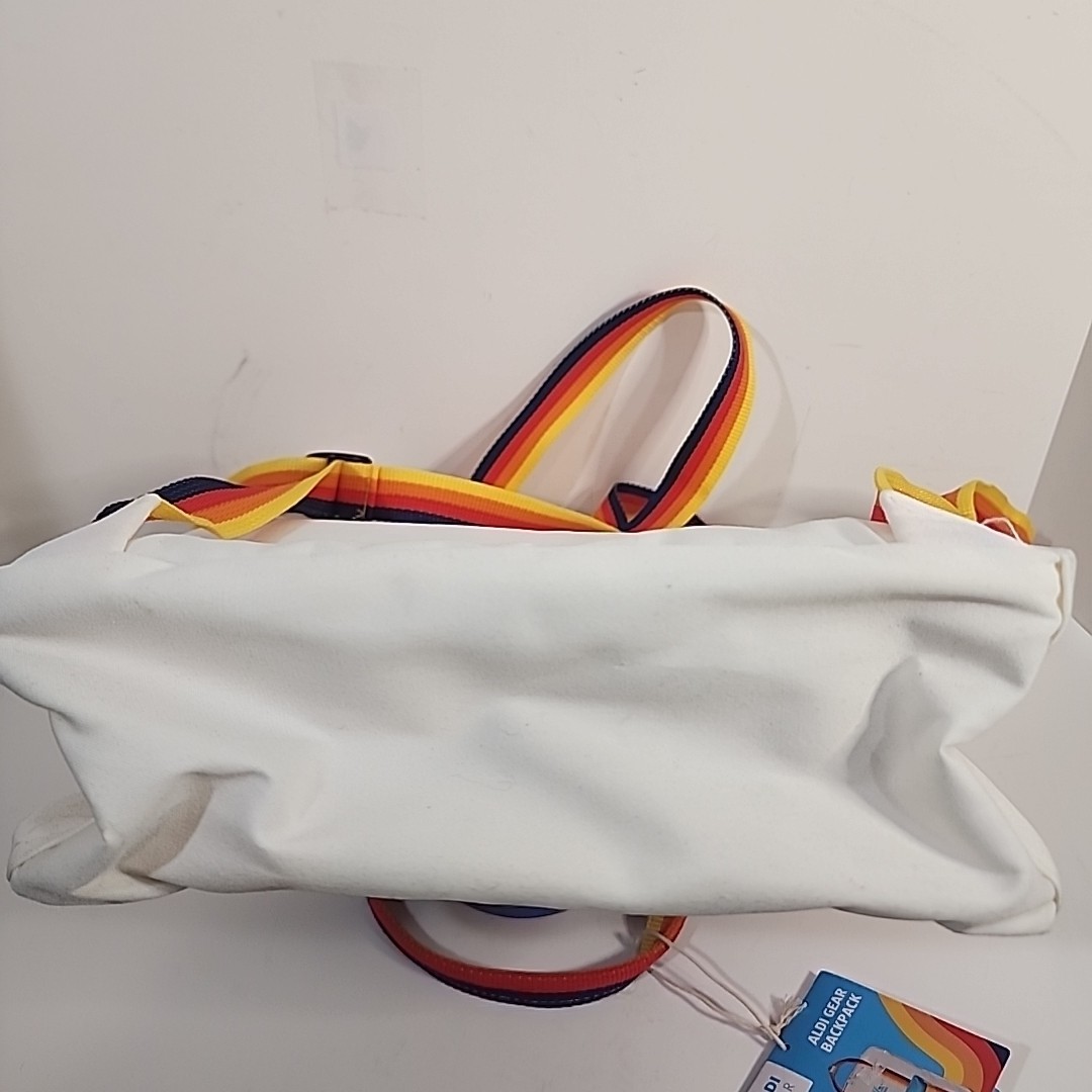 ALDI Gear Backpack Cream Rainbow 09-2023 Release Padded Laptop Inner Sleeve NEW