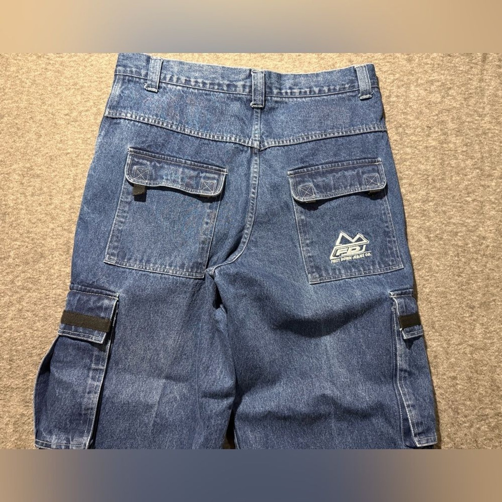 First Down Vtg Cargo Jeans mens 38×32 blue heavy utility baggy Y2K hiphop wide
