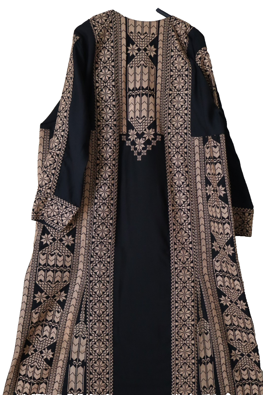 Traditional Palestinian / Jordanian Embroidered Thobe Kaftan Dress Black -Houda