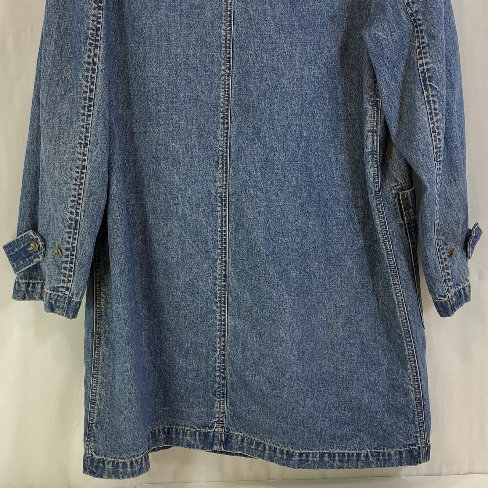 Vintage Ralph Lauren Denim Hooded Duster Jacket Chore Coat Toggle Womens M
