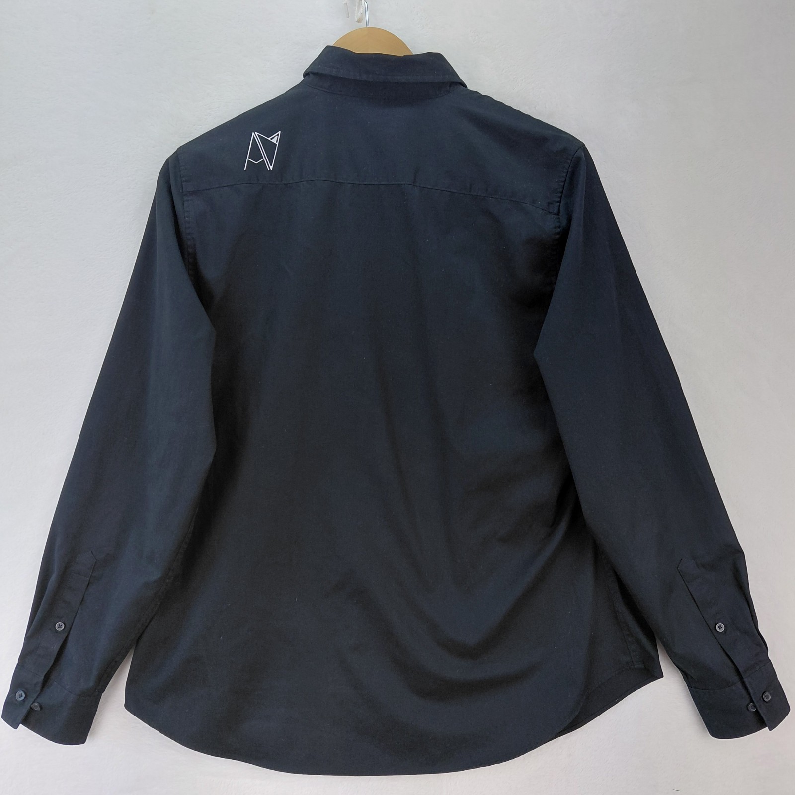 Androgynous Fox Shirt Black Long Sleeve Swift Button Up Gender Neutral Sz Large